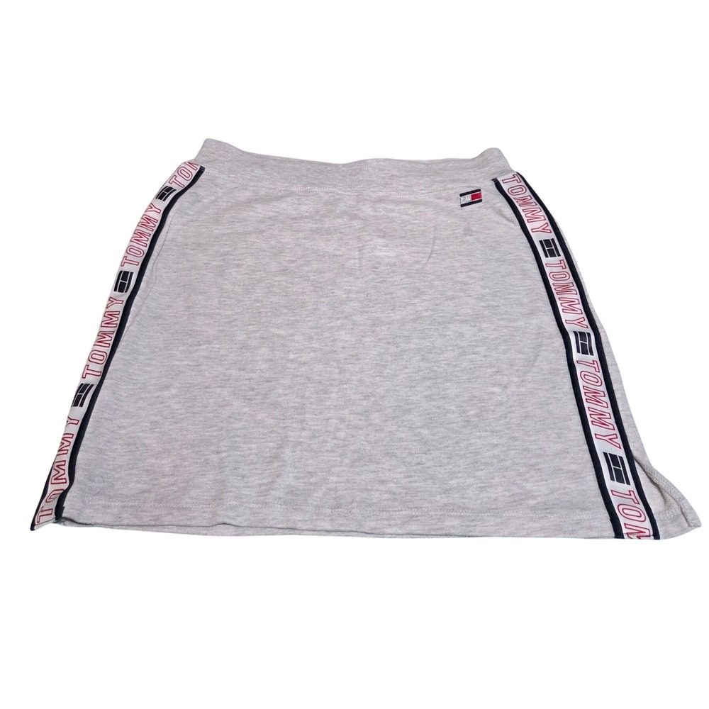 Tommy Hilfiger Grey Logo Tape Mini Skirt Sporty Jersey Knit Skirt L